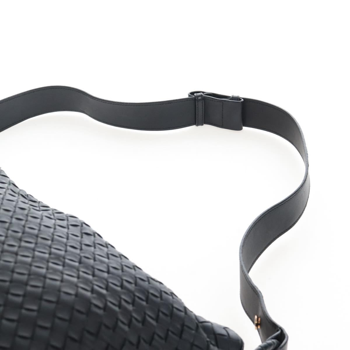 Bottega Veneta INTRECCIATO Shoulder Bag Leather Black Gold 115658 Auth BA15872