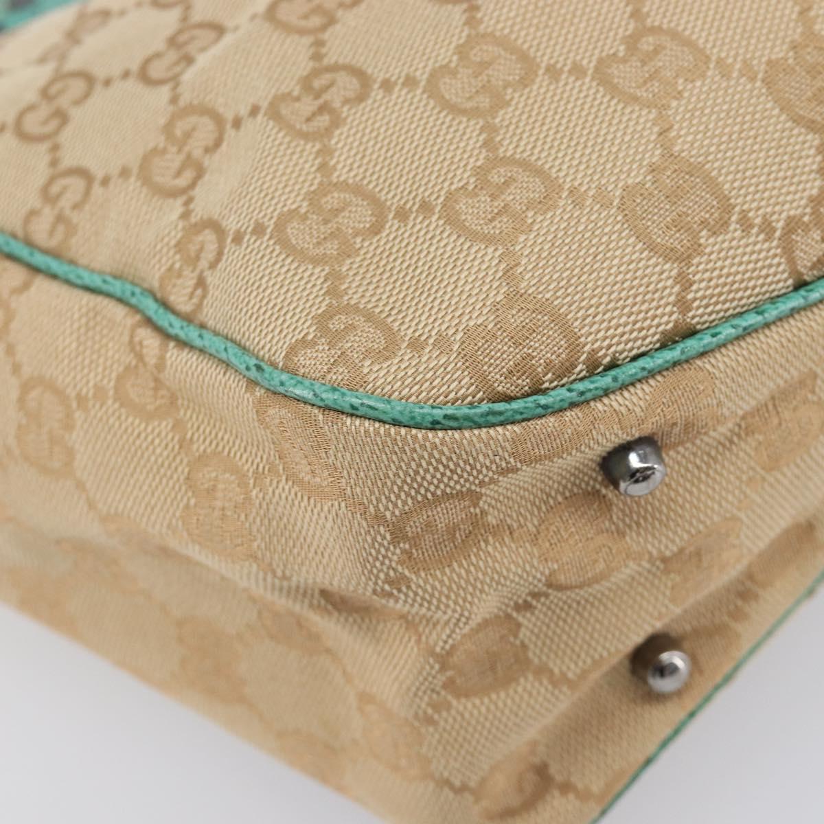 GUCCI GG Canvas Tote Bag Beige Silver 113019 Auth BA15877V