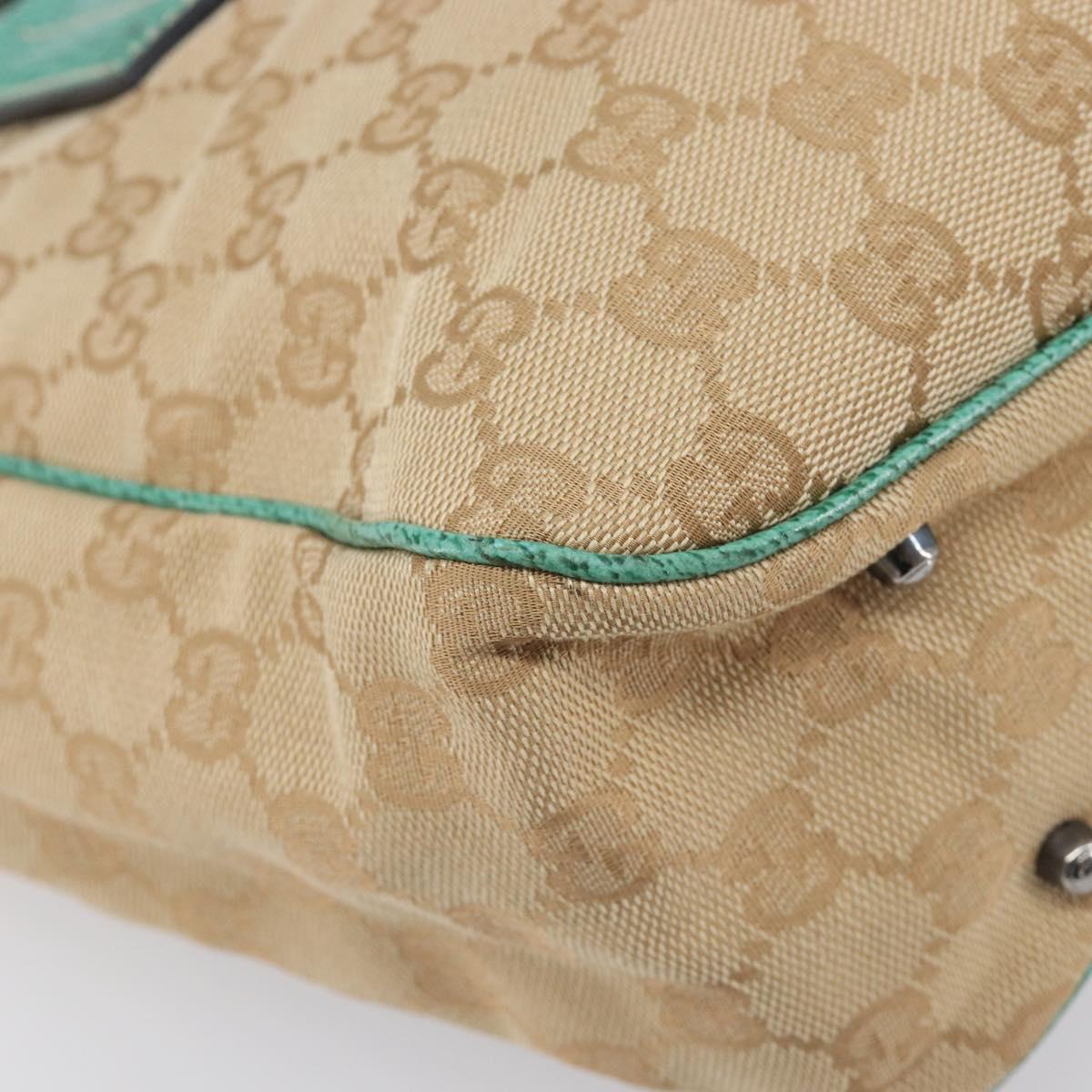 GUCCI GG Canvas Tote Bag Beige Silver 113019 Auth BA15877V