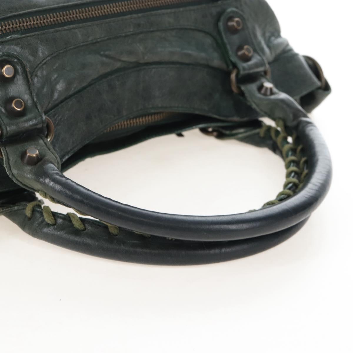 Balenciaga The First Hand Bag Leather 2way Green 103208 Auth BA15879V