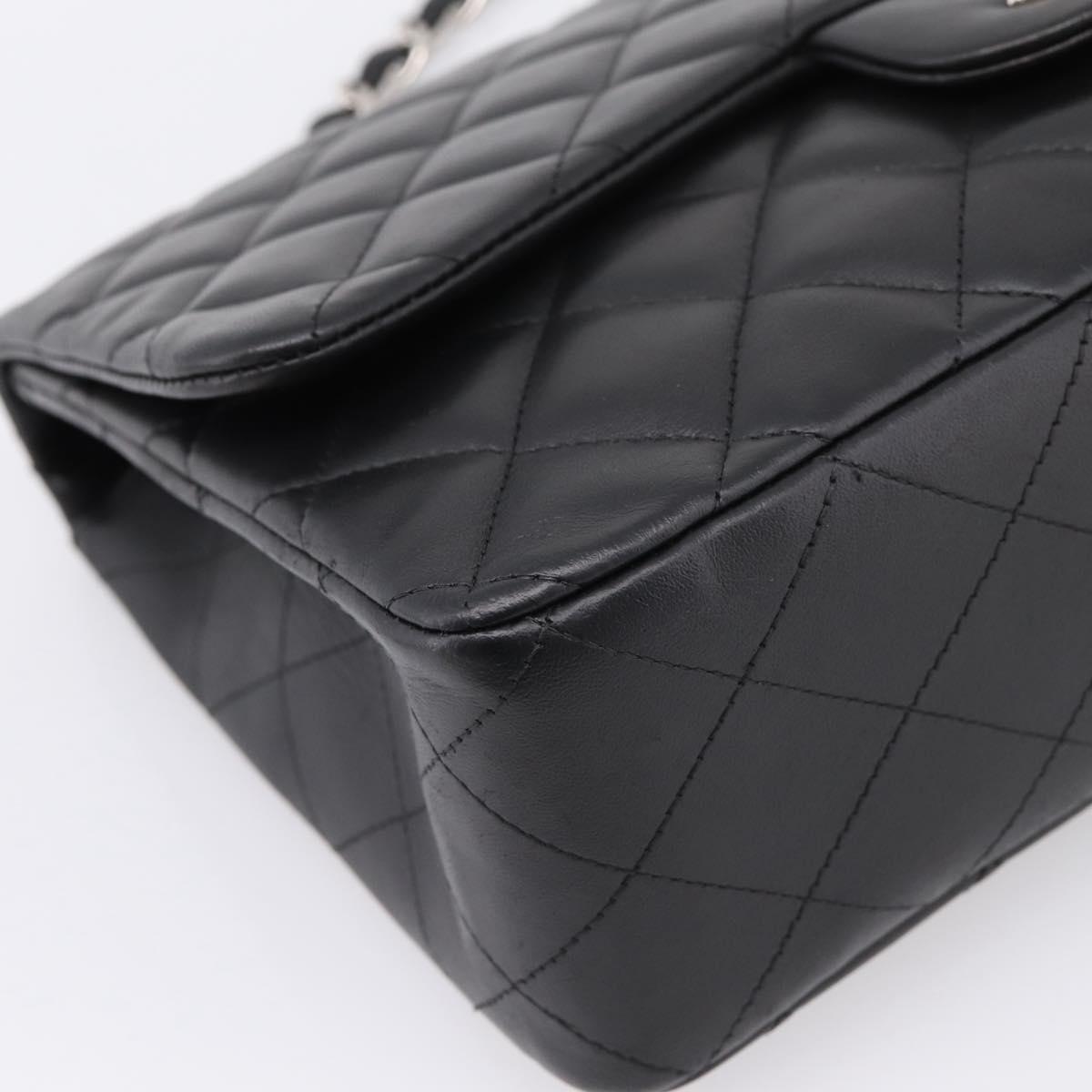 CHANEL Big Matelasse30 Chain Bag Lamb Skin Black Silver CC Auth BA15881SAM