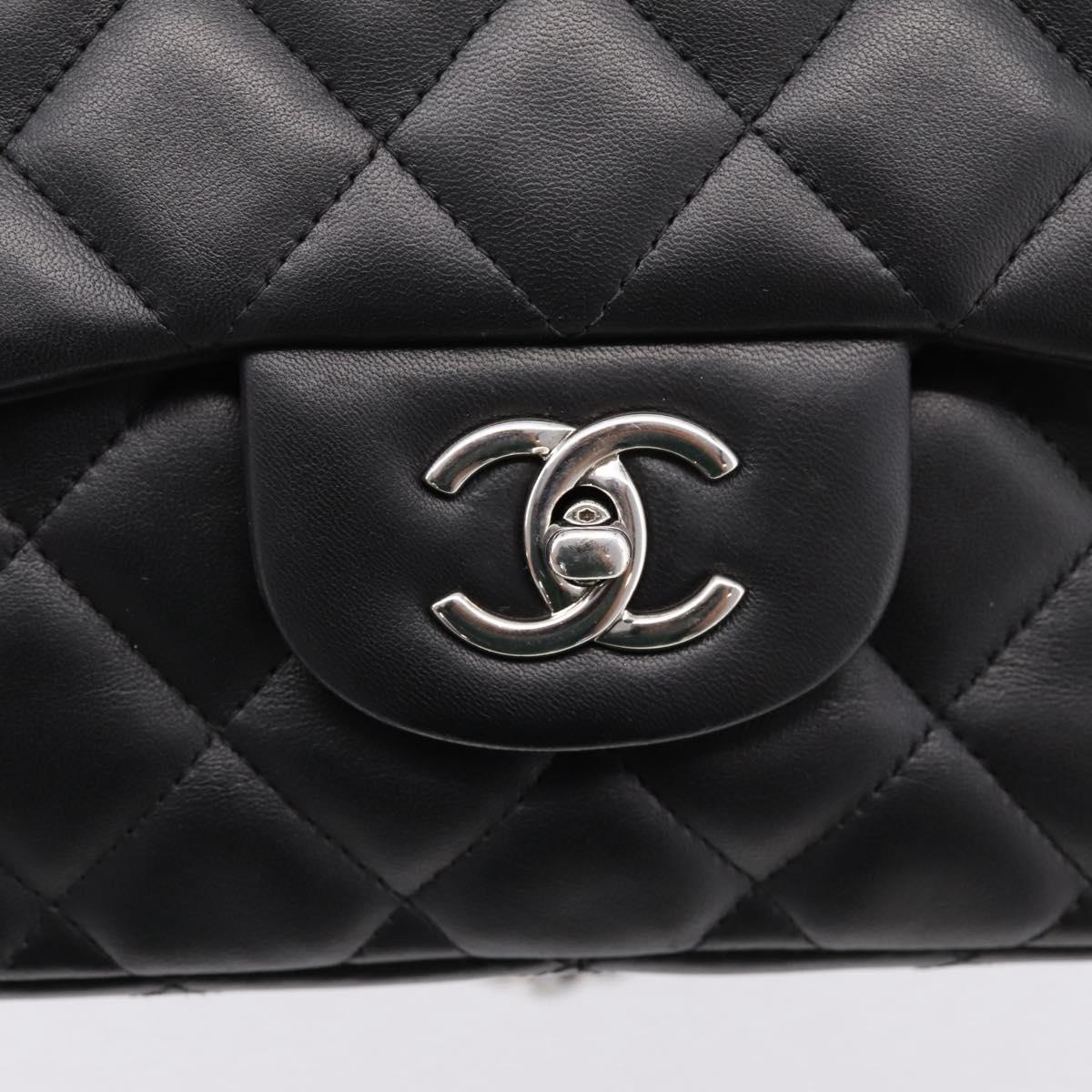 CHANEL Big Matelasse30 Chain Bag Lamb Skin Black Silver CC Auth BA15881SAM