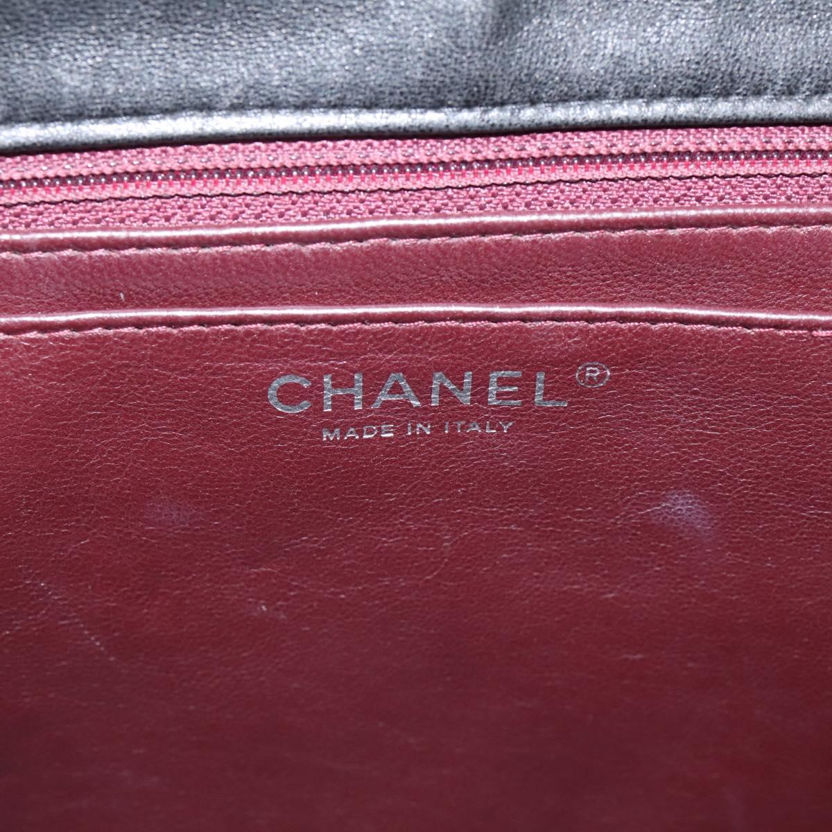 CHANEL Big Matelasse30 Chain Bag Lamb Skin Black Silver CC Auth BA15881SAM