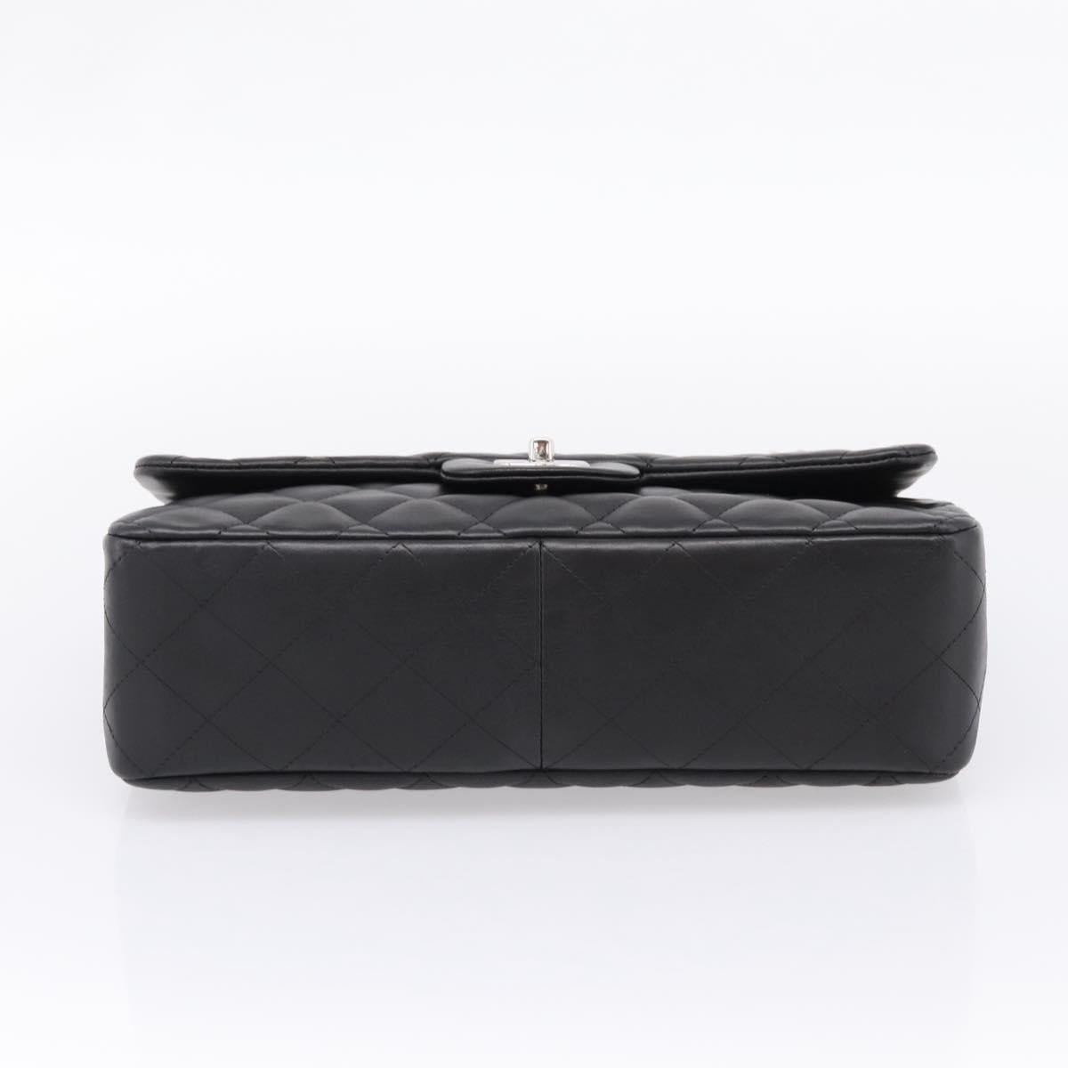 CHANEL Big Matelasse30 Chain Bag Lamb Skin Black Silver CC Auth BA15881SAM