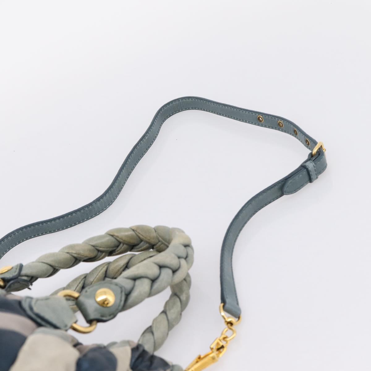 Miu Miu Harley Quinn Hand Bag Leather 2way Navy Gold Auth BA15883A