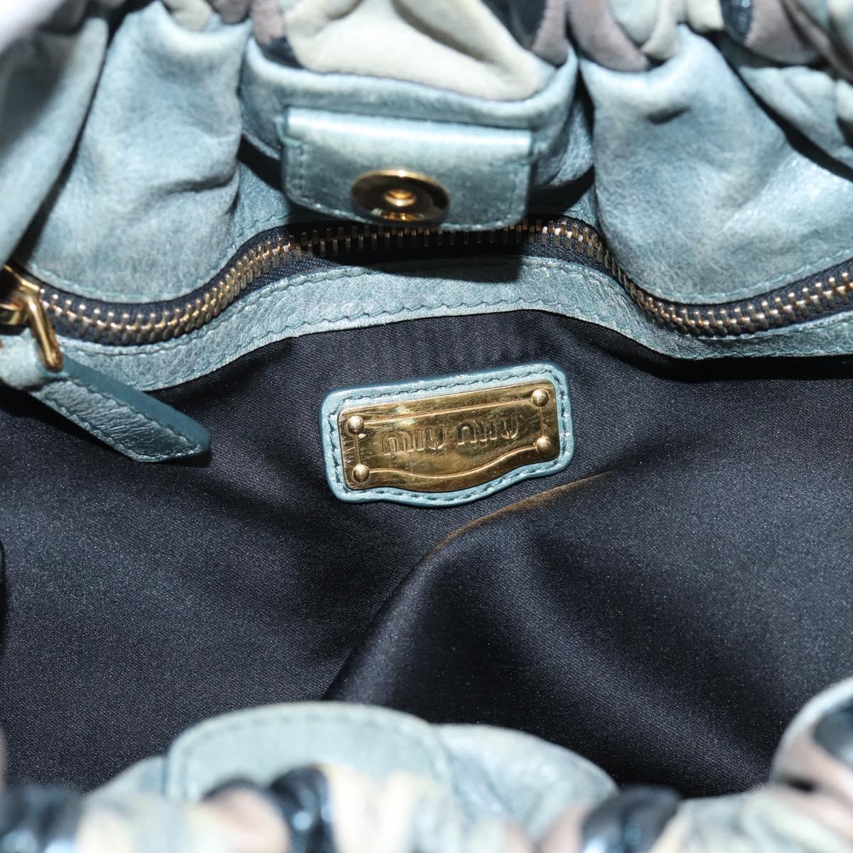 Miu Miu Harley Quinn Hand Bag Leather 2way Navy Gold Auth BA15883A
