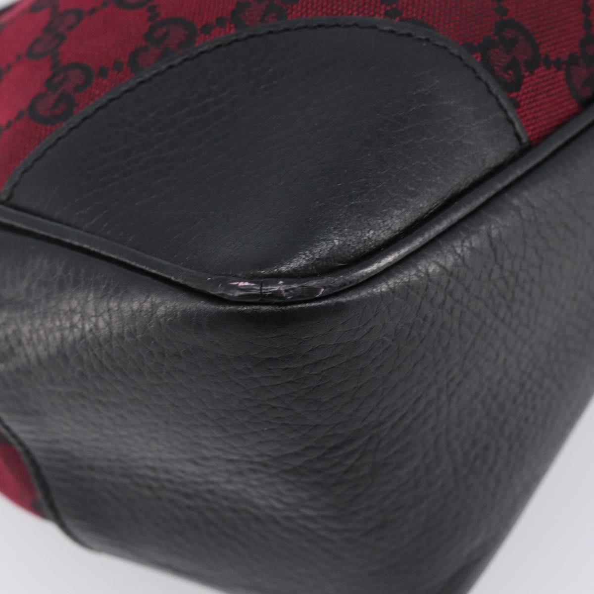 GUCCI GG Canvas Shoulder Bag Red Silver 257265 Auth BA15884A