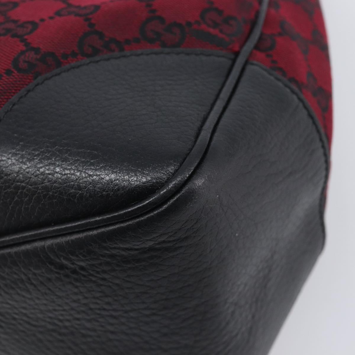 GUCCI GG Canvas Shoulder Bag Red Silver 257265 Auth BA15884A