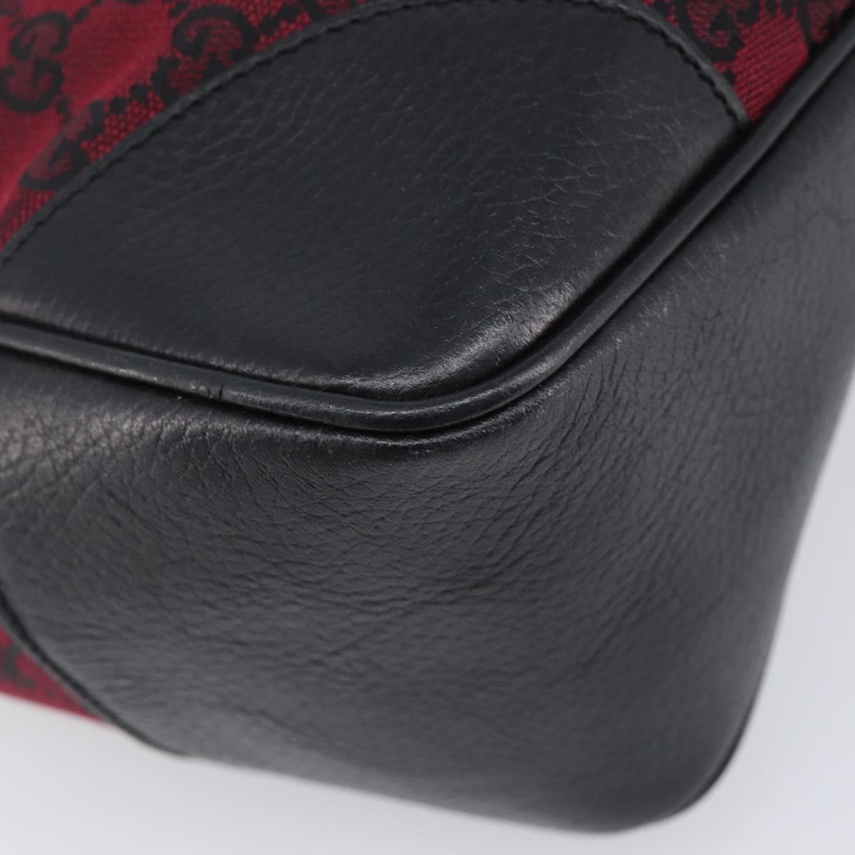 GUCCI GG Canvas Shoulder Bag Red Silver 257265 Auth BA15884A