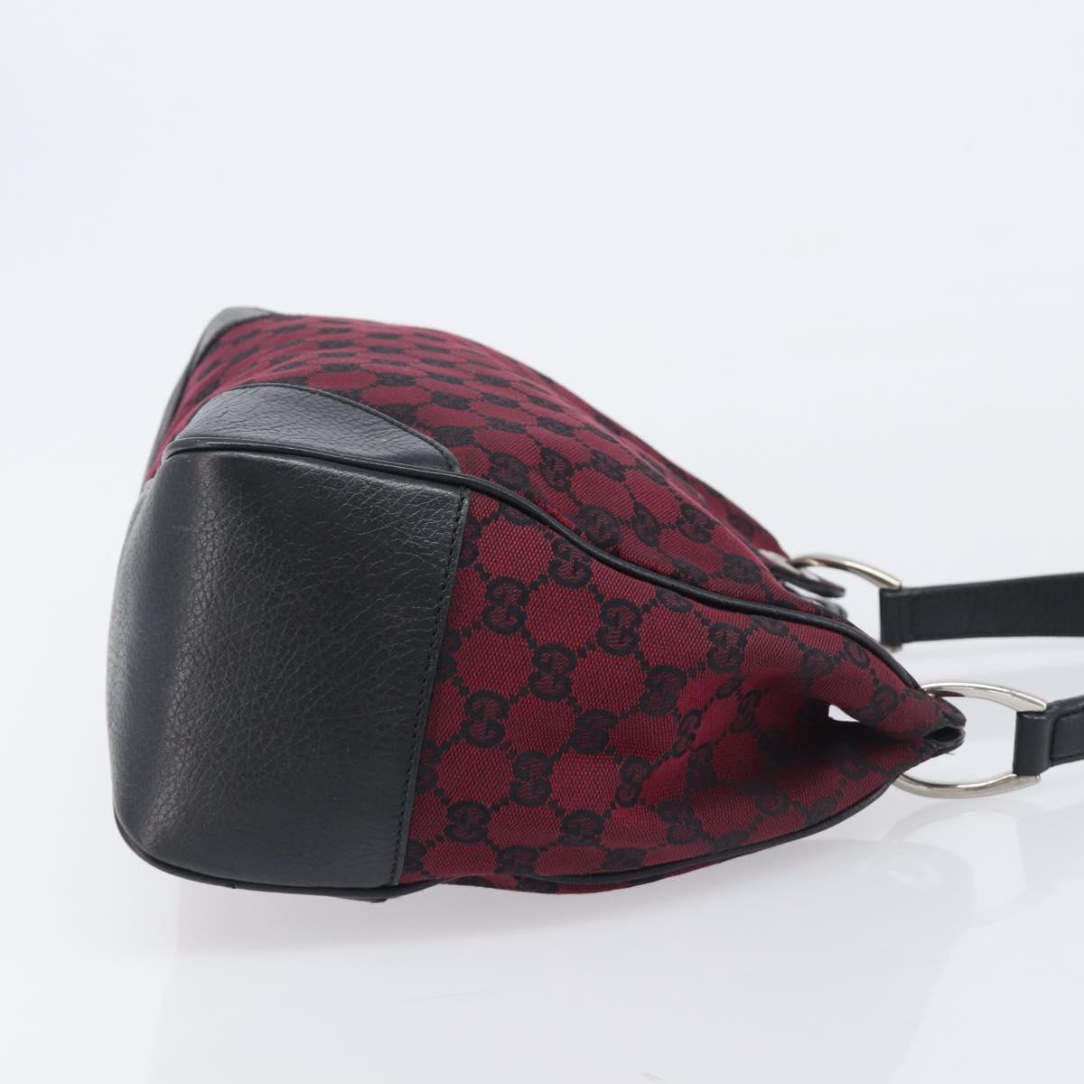 GUCCI GG Canvas Shoulder Bag Red Silver 257265 Auth BA15884A
