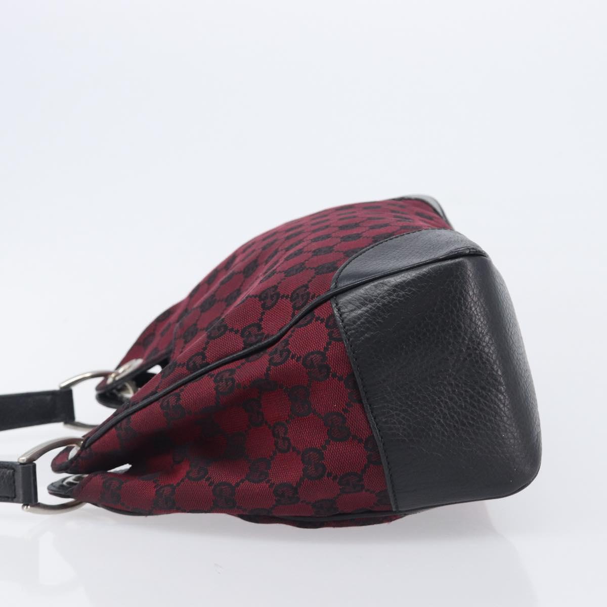 GUCCI GG Canvas Shoulder Bag Red Silver 257265 Auth BA15884A