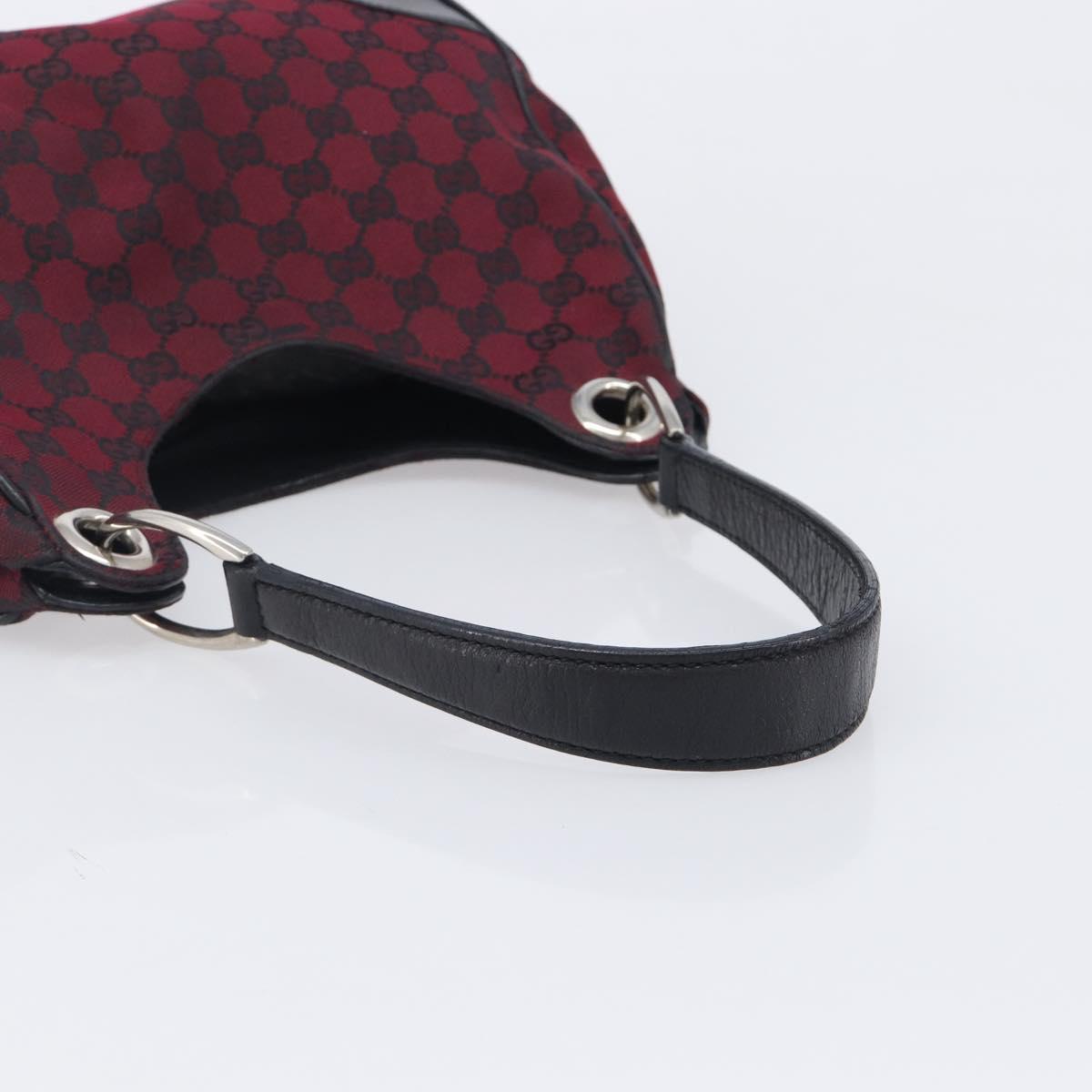 GUCCI GG Canvas Shoulder Bag Red Silver 257265 Auth BA15884A