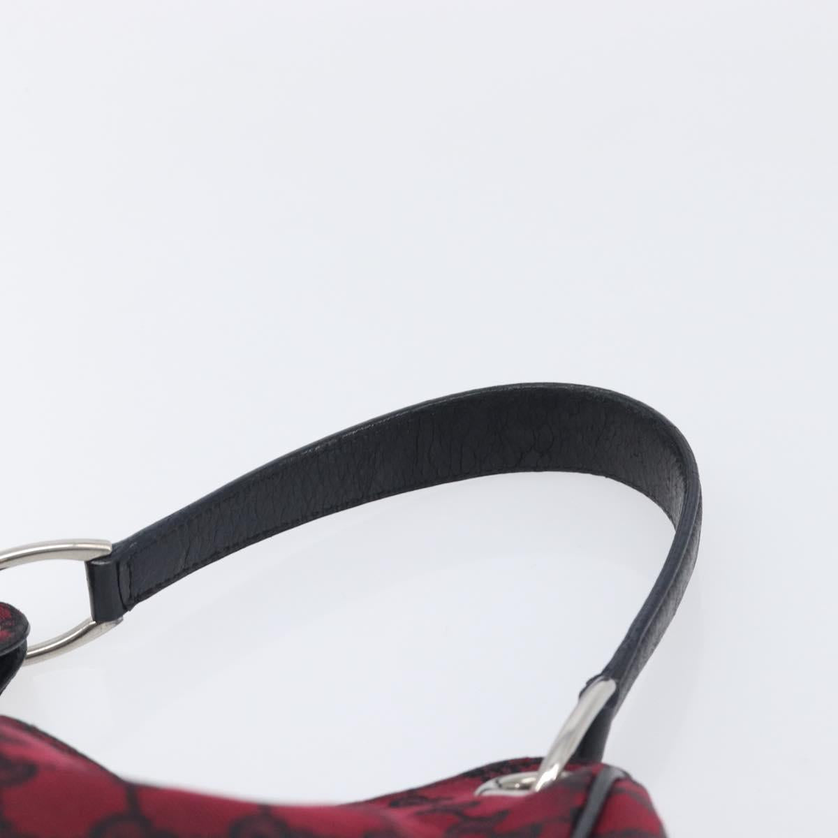 GUCCI GG Canvas Shoulder Bag Red Silver 257265 Auth BA15884A