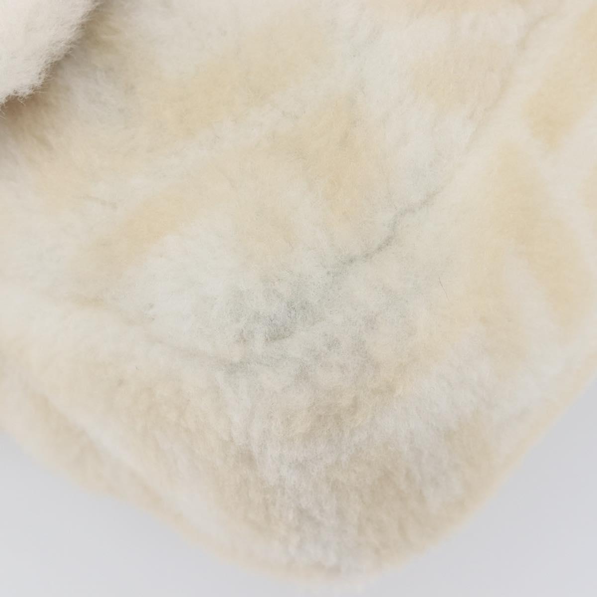 FENDI Zucca Canvas Mamma Baguette Shoulder Bag Fur 2way White Gold Auth BA15885M
