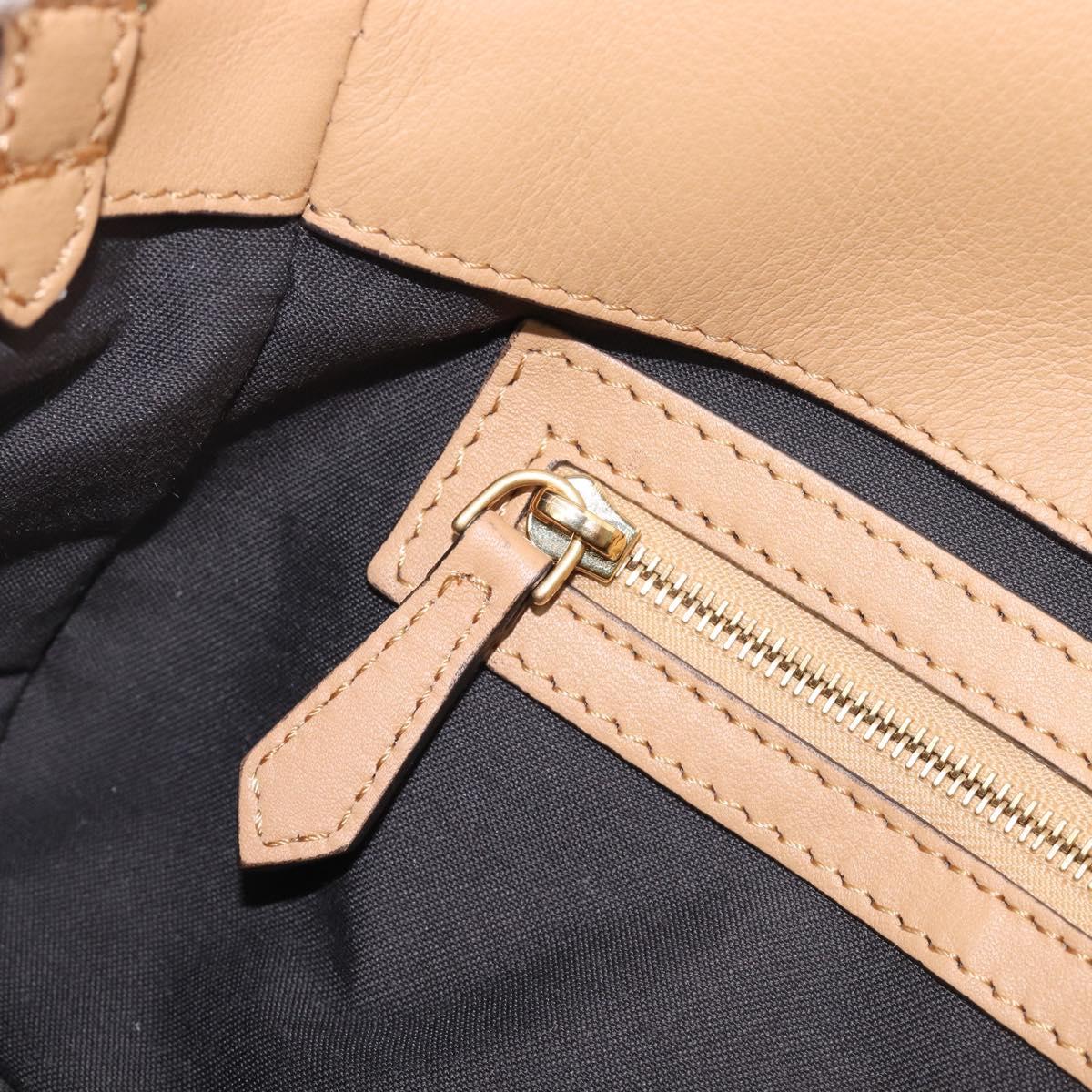 FENDI Zucca Canvas Mamma Baguette Shoulder Bag Fur 2way White Gold Auth BA15885M