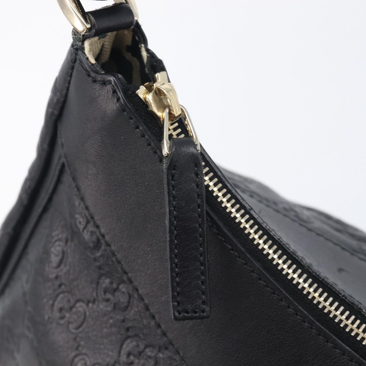 GUCCI GG Canvas Guccissima Abbey Bag Leather Black Gold 189833 Auth BA15886V
