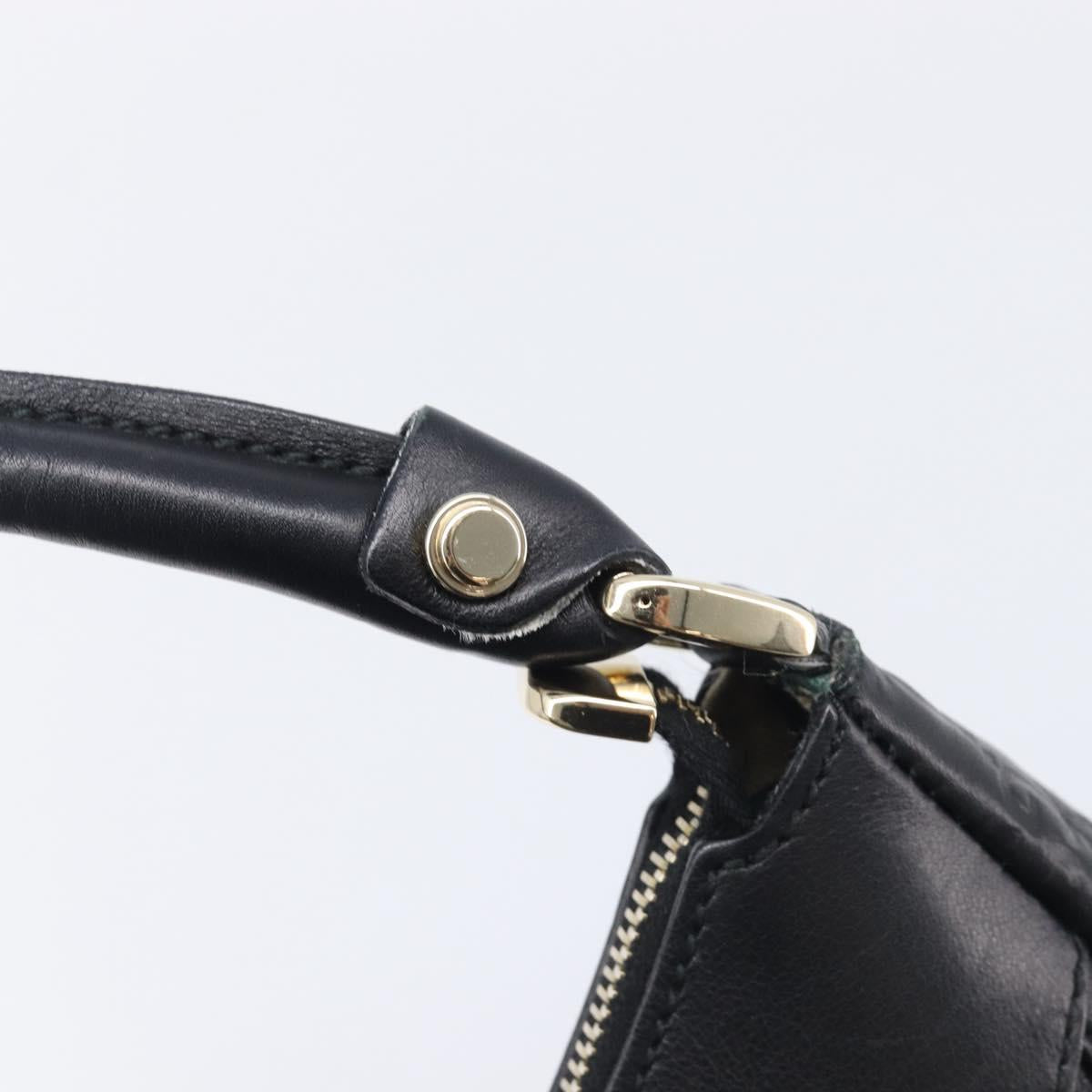 GUCCI GG Canvas Guccissima Abbey Bag Leather Black Gold 189833 Auth BA15886V