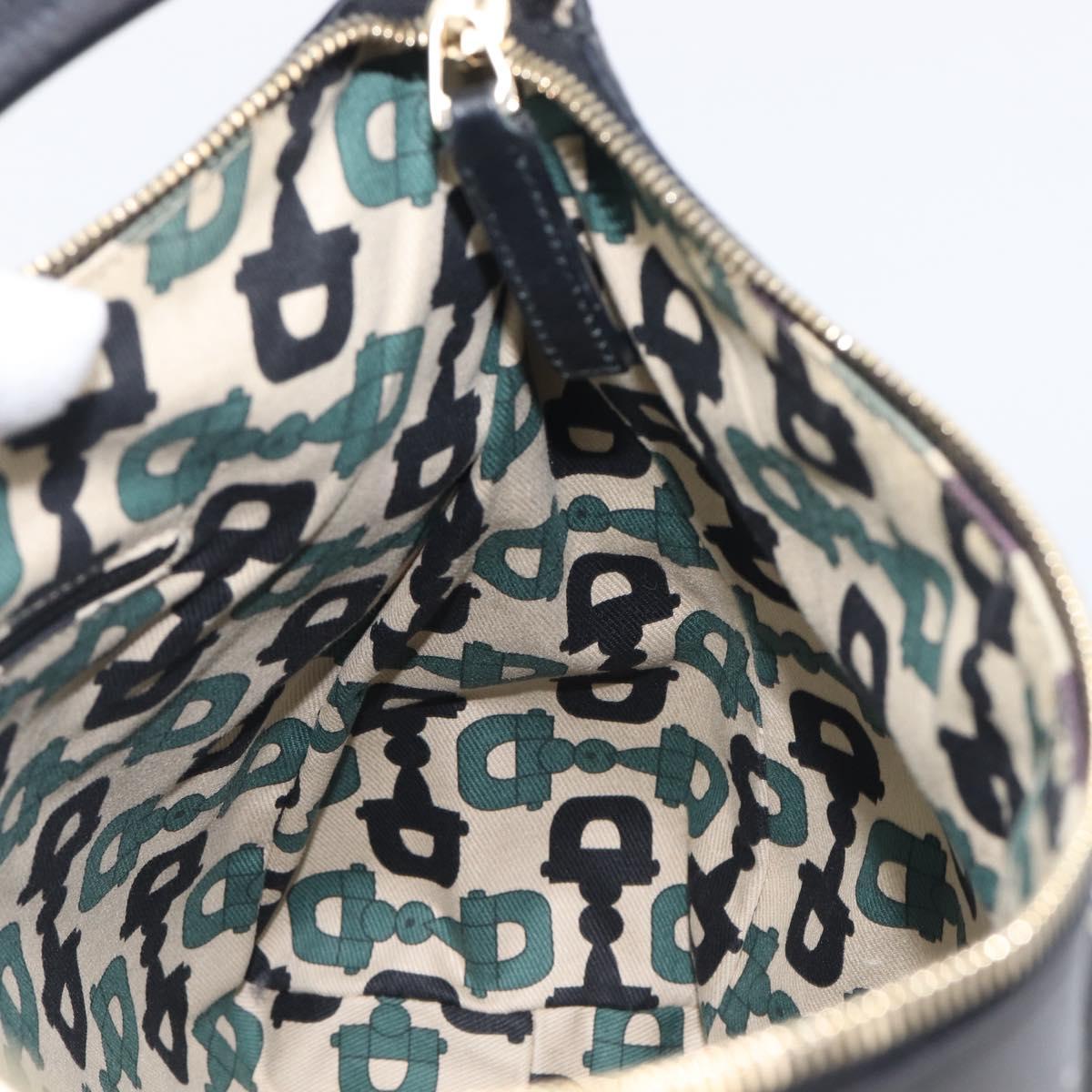 GUCCI GG Canvas Guccissima Abbey Bag Leather Black Gold 189833 Auth BA15886V
