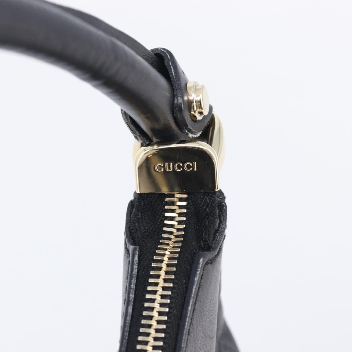 GUCCI GG Canvas Guccissima Abbey Bag Leather Black Gold 189833 Auth BA15886V