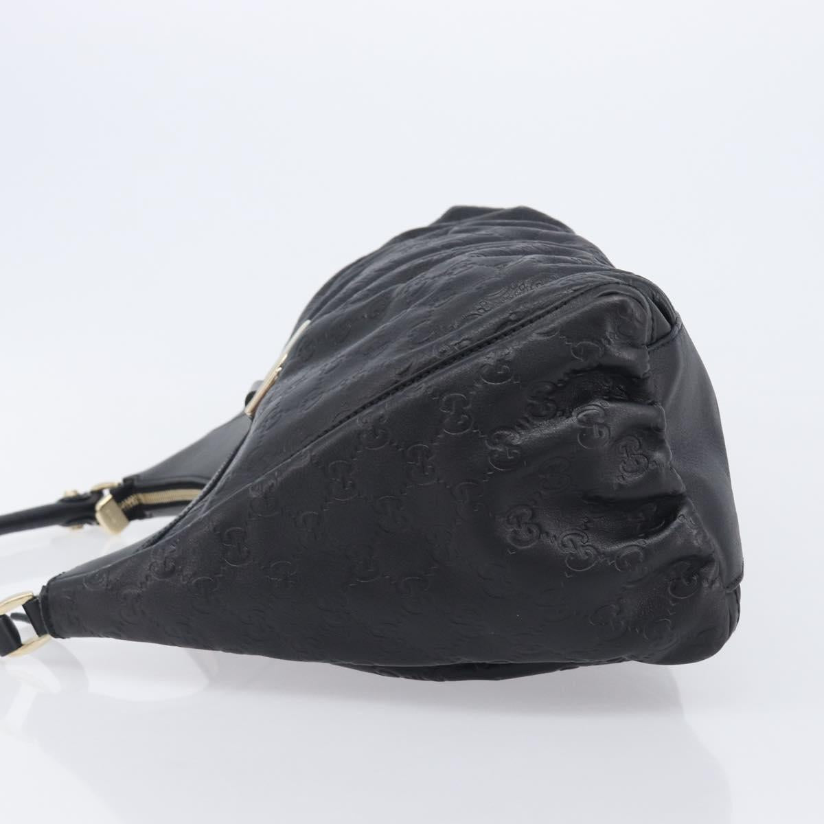 GUCCI GG Canvas Guccissima Abbey Bag Leather Black Gold 189833 Auth BA15886V