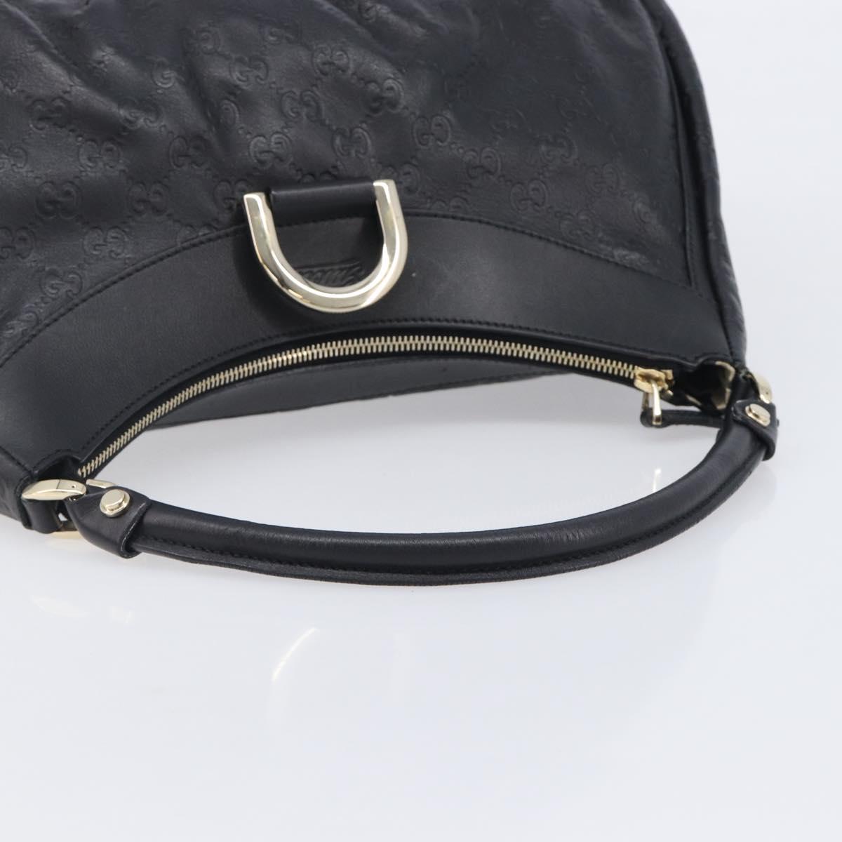 GUCCI GG Canvas Guccissima Abbey Bag Leather Black Gold 189833 Auth BA15886V