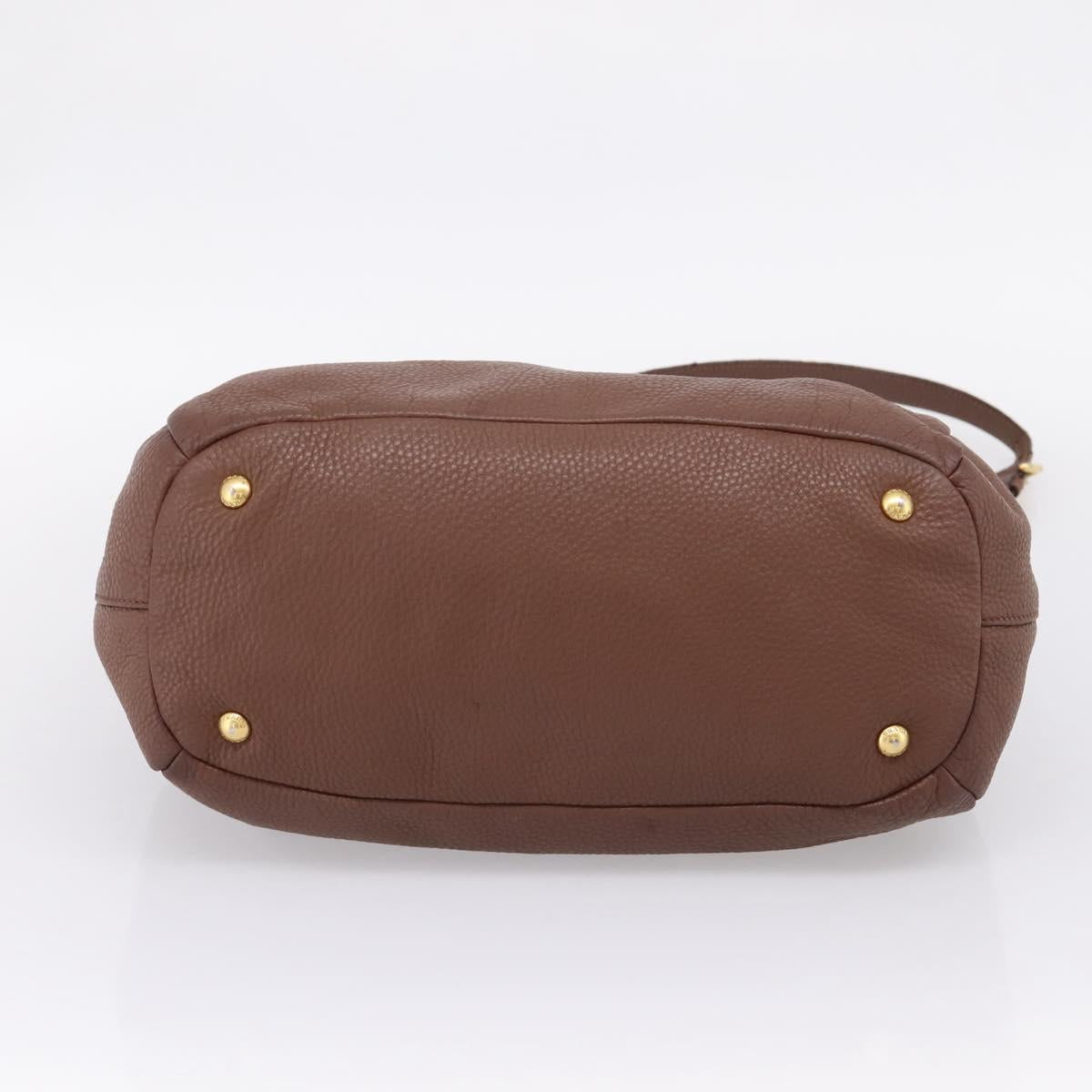 PRADA Hand Bag Vittero Dino Leather 2way Brown Gold Auth BA15889V
