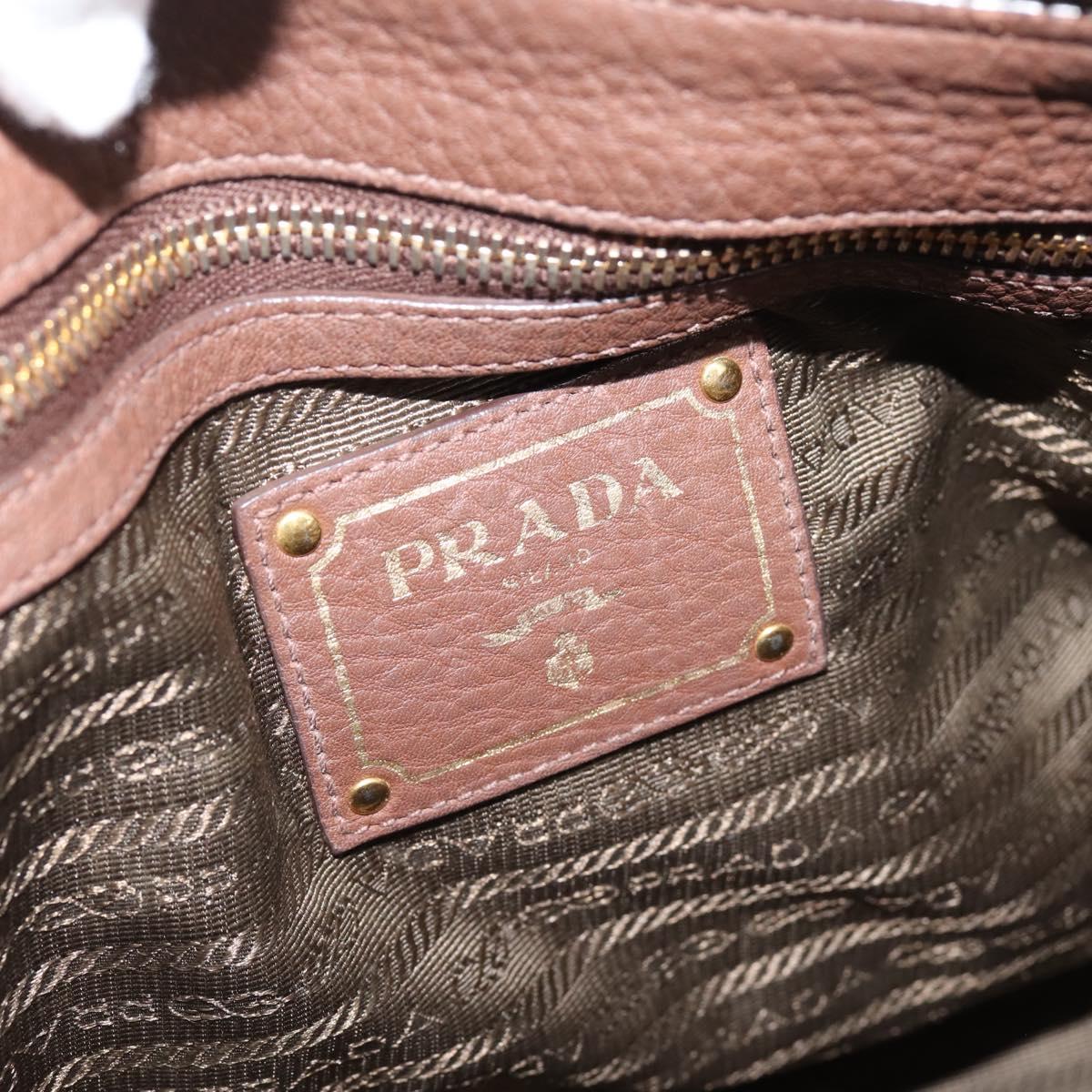 PRADA Hand Bag Vittero Dino Leather 2way Brown Gold Auth BA15889V