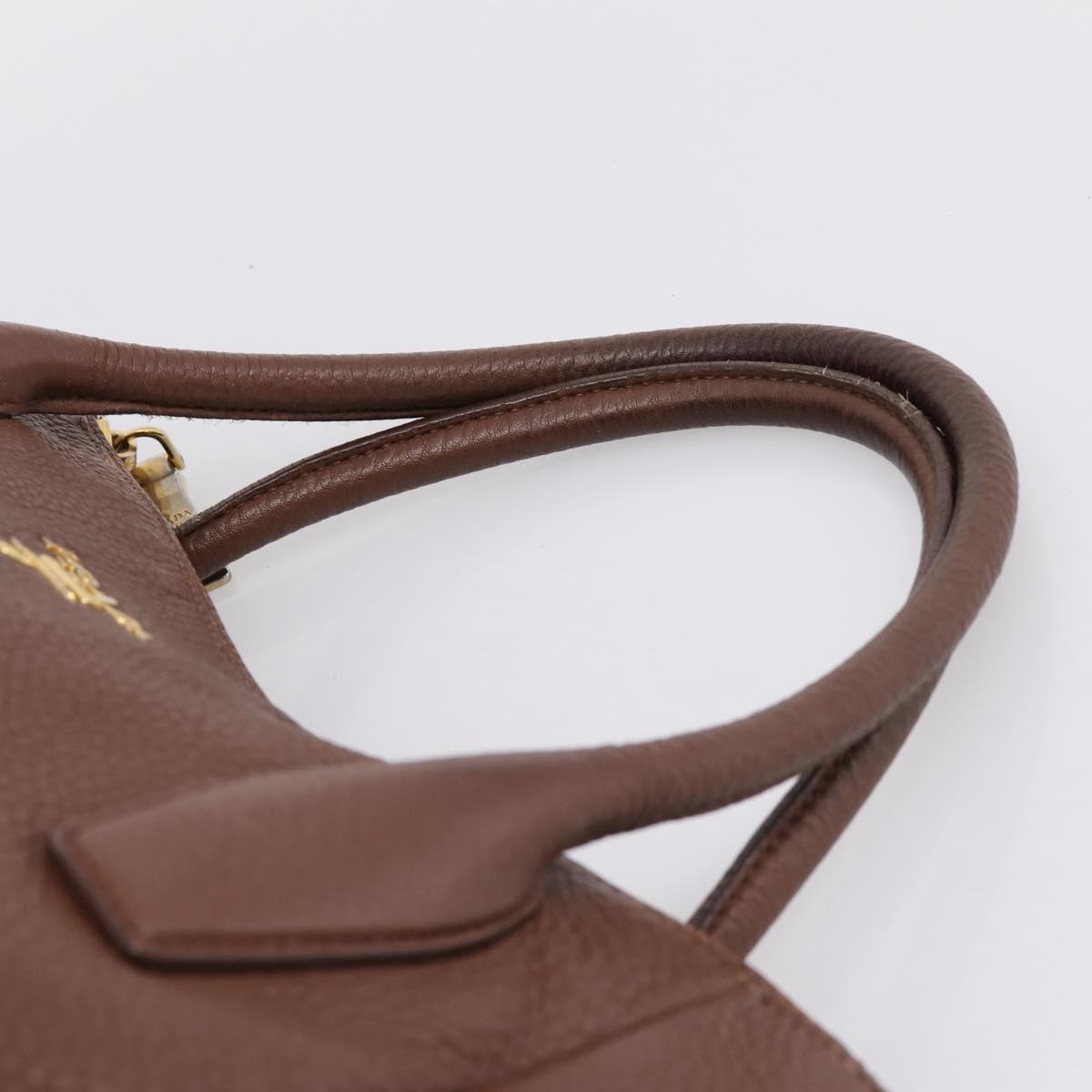 PRADA Hand Bag Vittero Dino Leather 2way Brown Gold Auth BA15889V