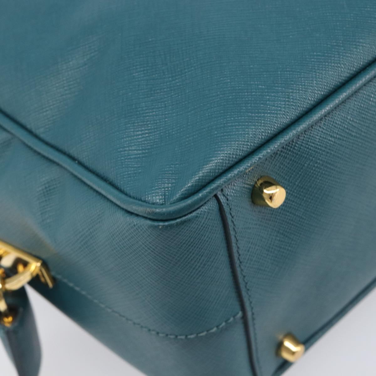 PRADA Galleria Hand Bag Saffiano leather Green Gold Auth BA15894V