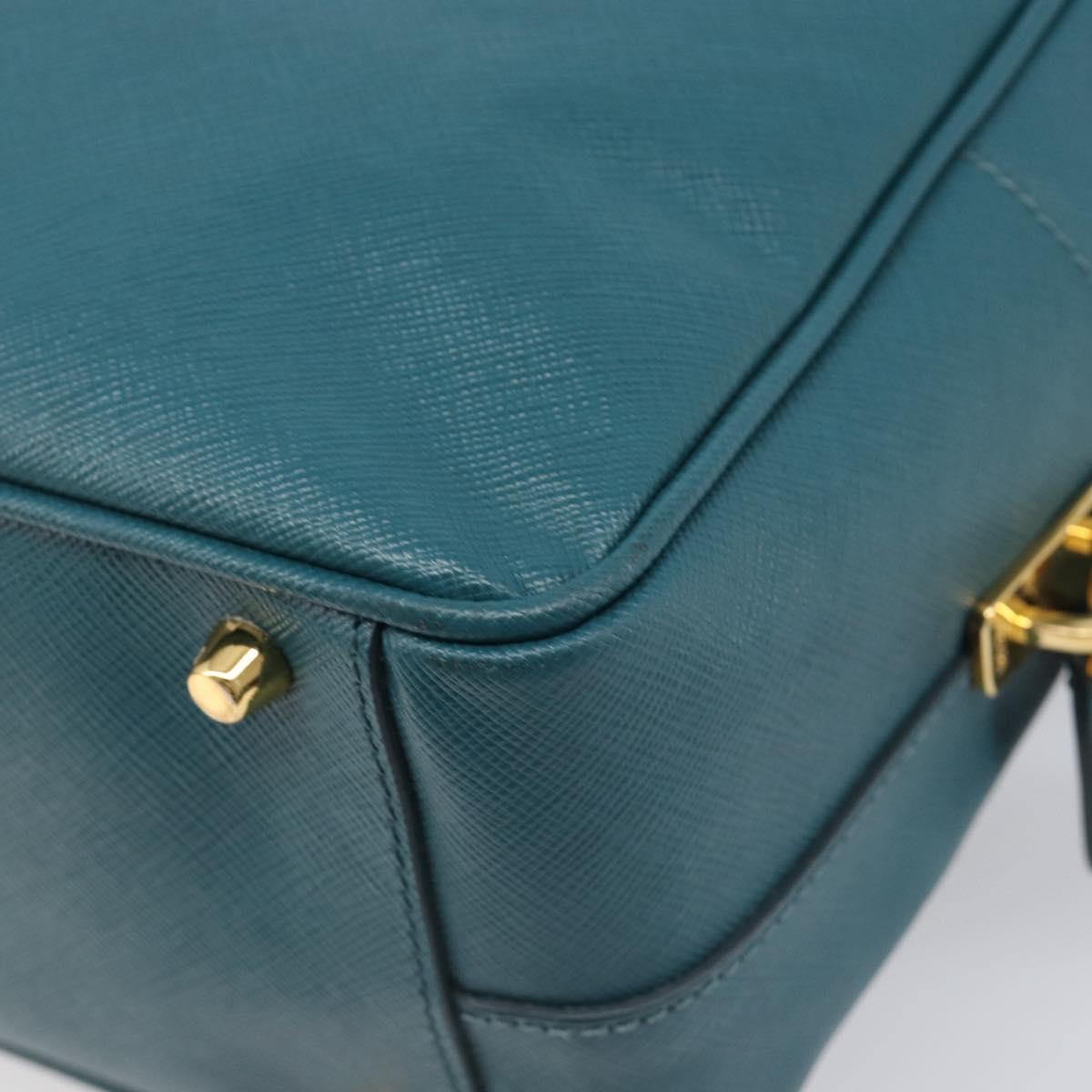 PRADA Galleria Hand Bag Saffiano leather Green Gold Auth BA15894V