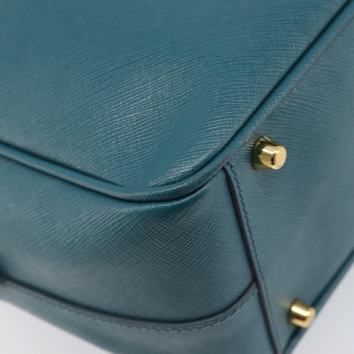 PRADA Galleria Hand Bag Saffiano leather Green Gold Auth BA15894V