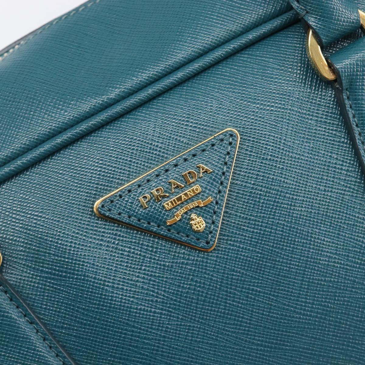 PRADA Galleria Hand Bag Saffiano leather Green Gold Auth BA15894V