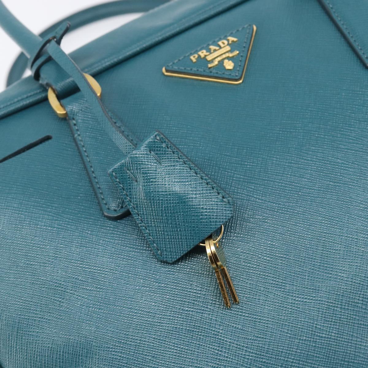 PRADA Galleria Hand Bag Saffiano leather Green Gold Auth BA15894V