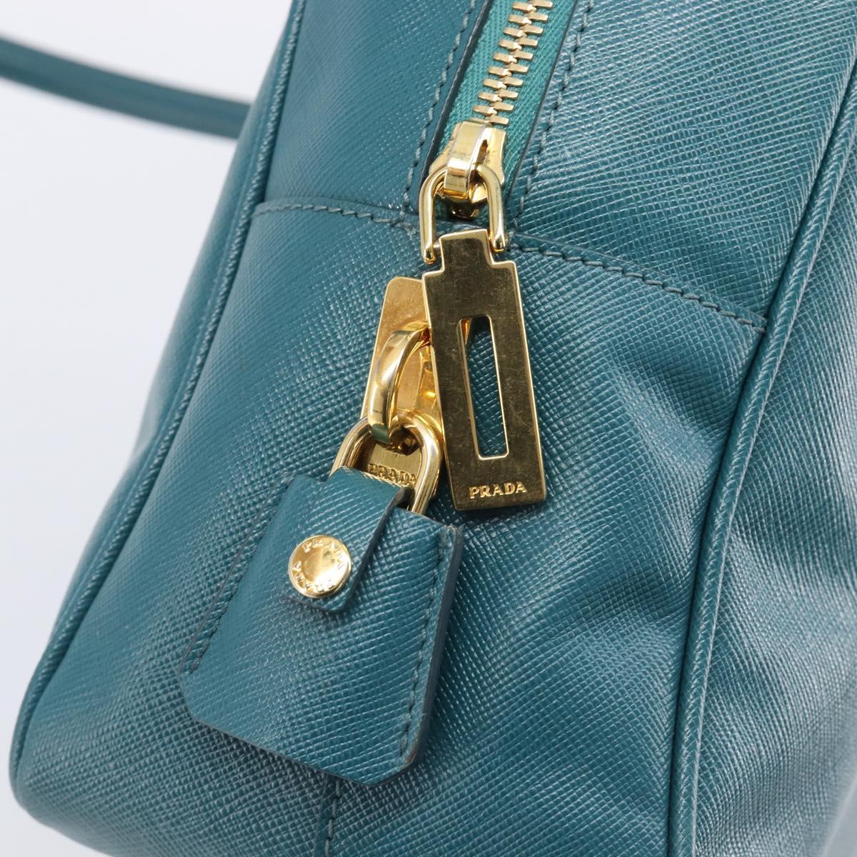 PRADA Galleria Hand Bag Saffiano leather Green Gold Auth BA15894V