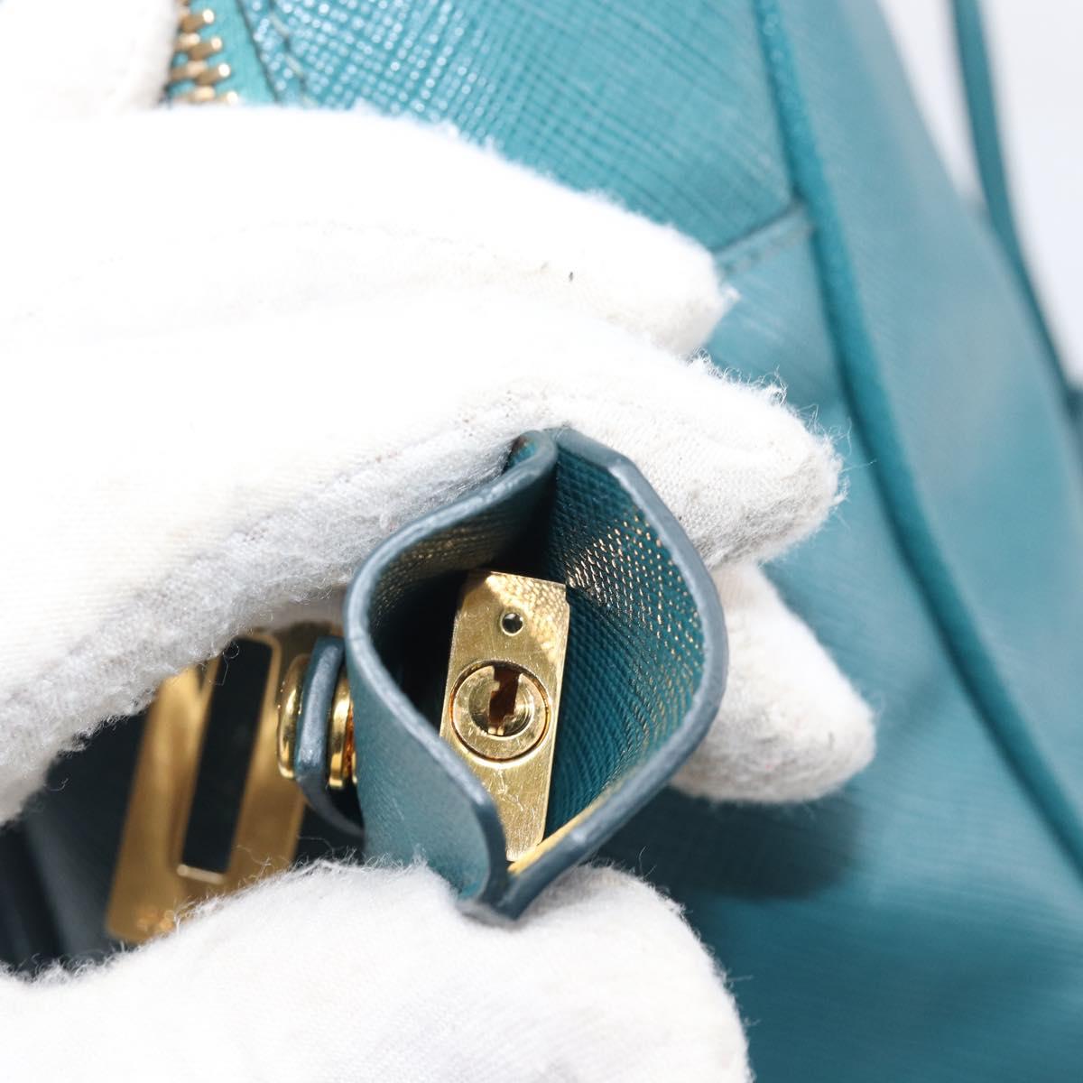 PRADA Galleria Hand Bag Saffiano leather Green Gold Auth BA15894V