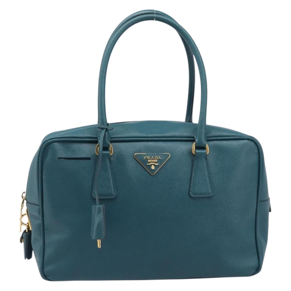 PRADA Galleria Hand Bag Saffiano leather Green Gold Auth BA15894V