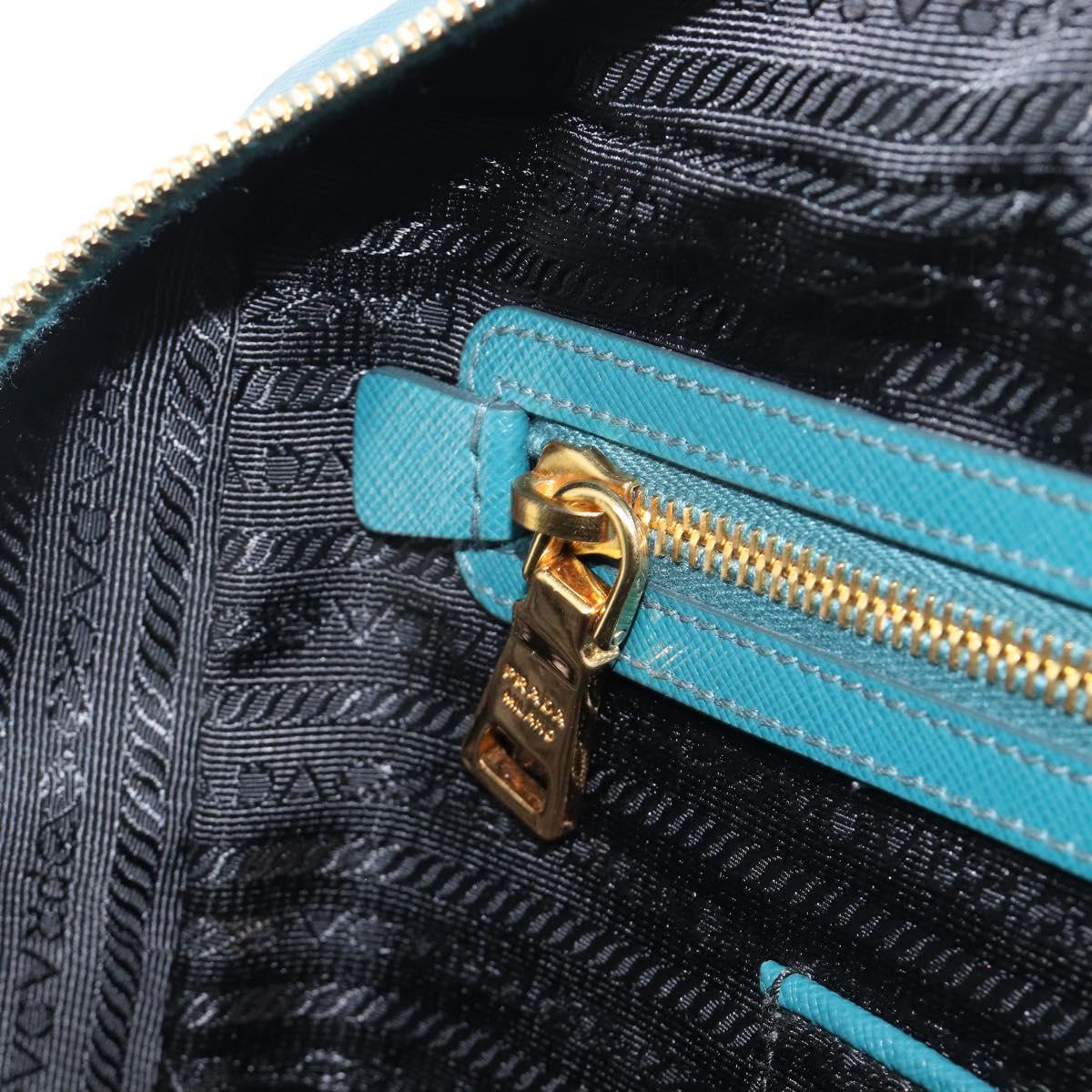 PRADA Galleria Hand Bag Saffiano leather Green Gold Auth BA15894V
