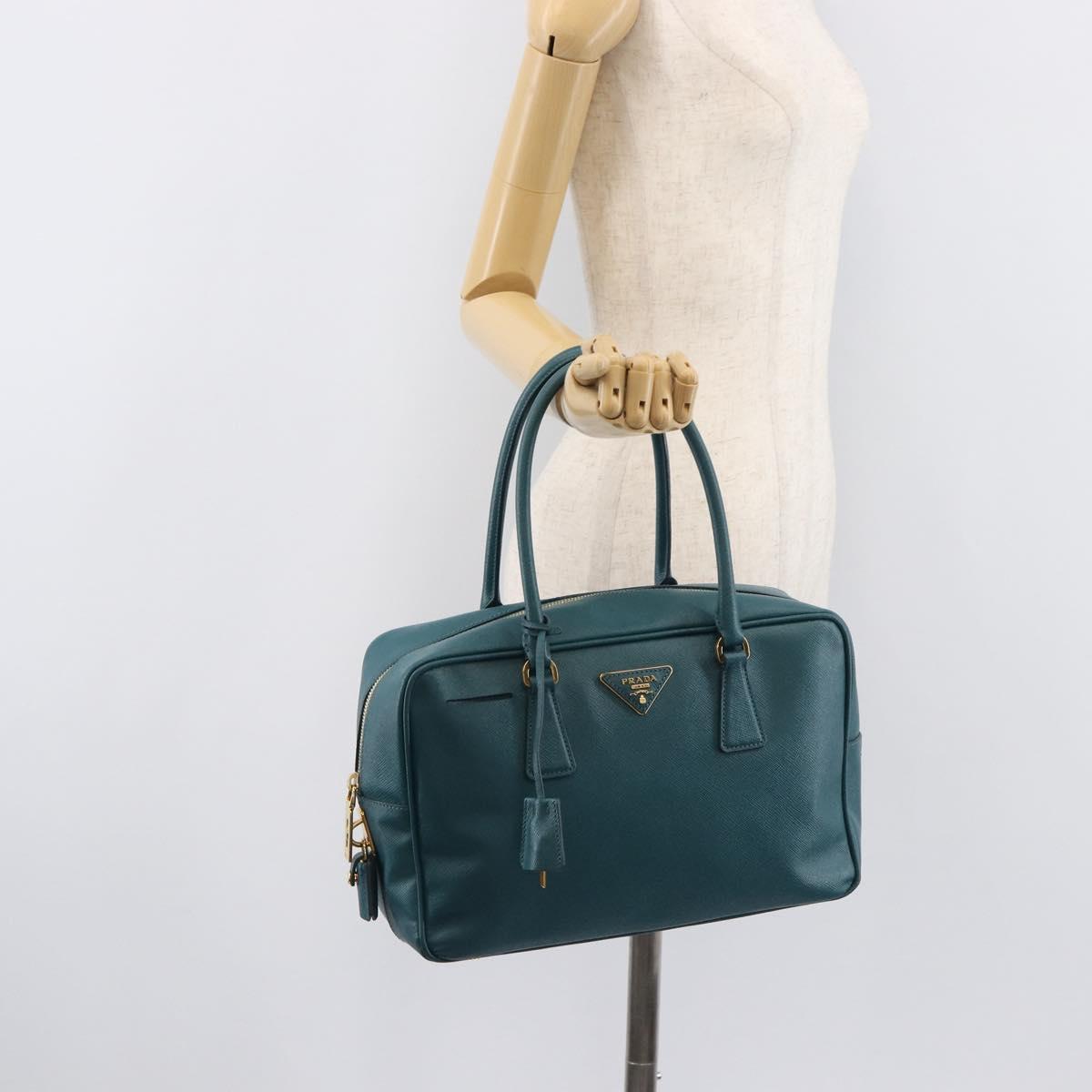 PRADA Galleria Hand Bag Saffiano leather Green Gold Auth BA15894V