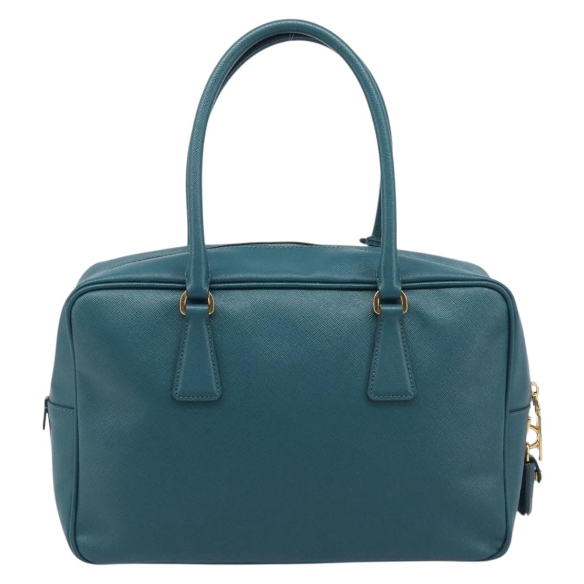 PRADA Galleria Hand Bag Saffiano leather Green Gold Auth BA15894V