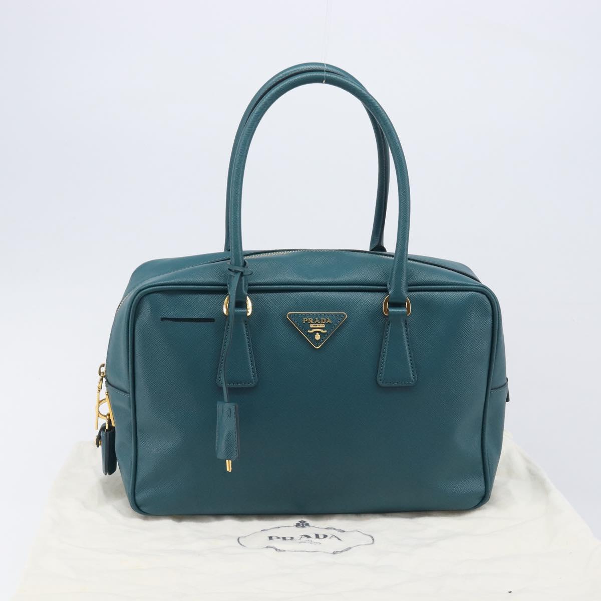 PRADA Galleria Hand Bag Saffiano leather Green Gold Auth BA15894V