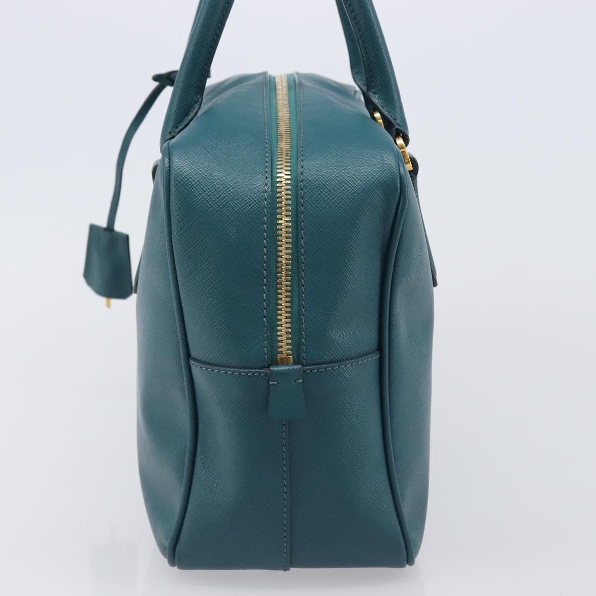 PRADA Galleria Hand Bag Saffiano leather Green Gold Auth BA15894V