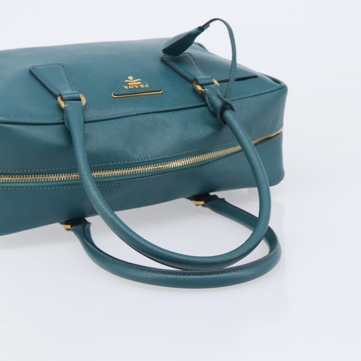 PRADA Galleria Hand Bag Saffiano leather Green Gold Auth BA15894V