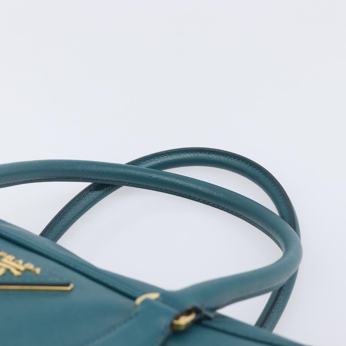 PRADA Galleria Hand Bag Saffiano leather Green Gold Auth BA15894V