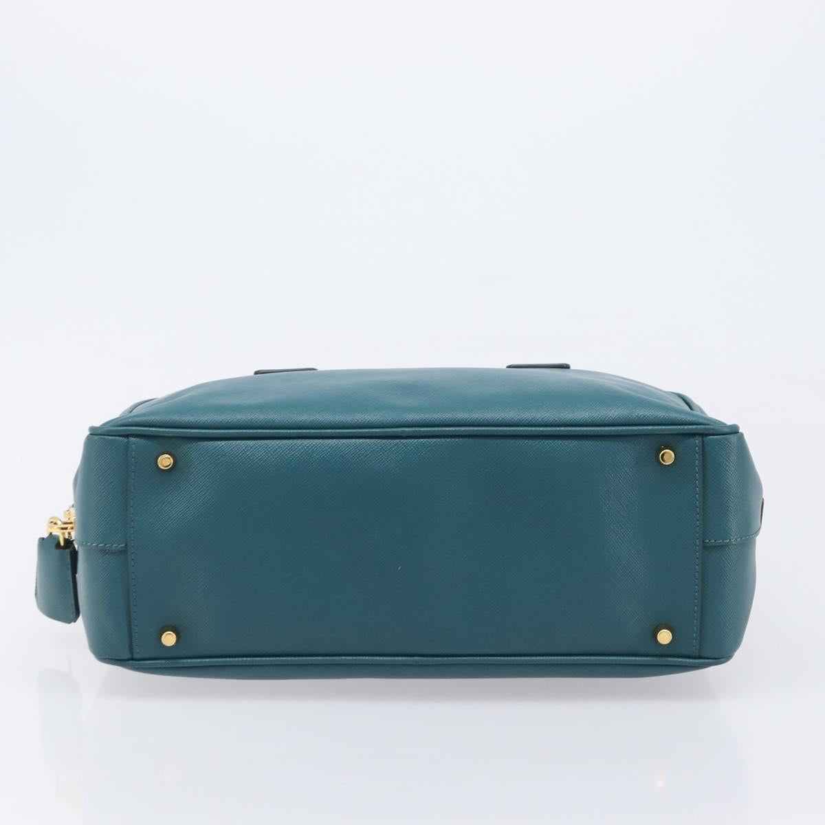 PRADA Galleria Hand Bag Saffiano leather Green Gold Auth BA15894V