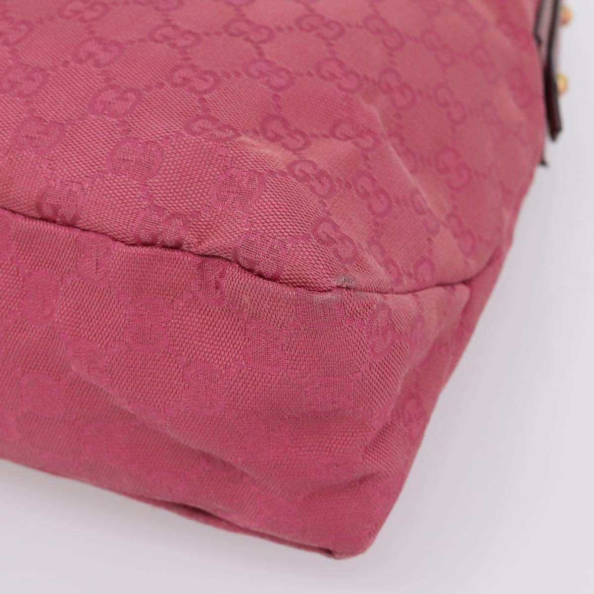 GUCCI GG Canvas Horsebit Shoulder Bag Pink Gold 115867 Auth BA15896V