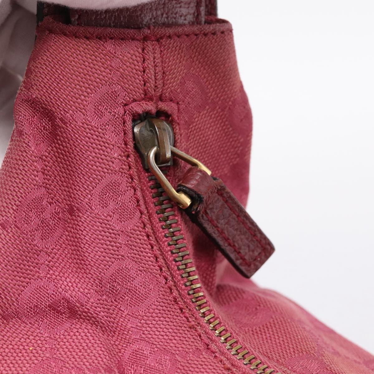 GUCCI GG Canvas Horsebit Shoulder Bag Pink Gold 115867 Auth BA15896V
