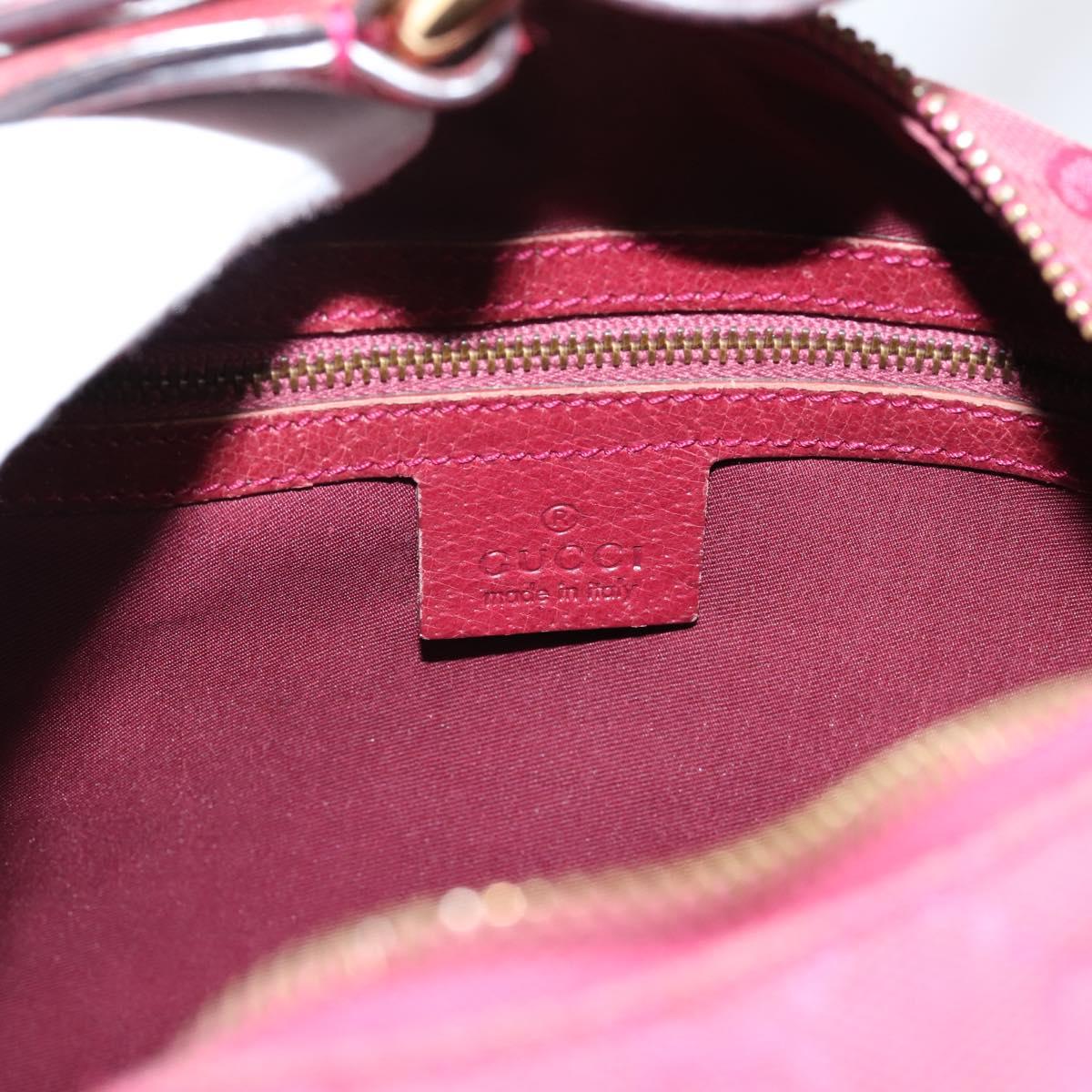 GUCCI GG Canvas Horsebit Shoulder Bag Pink Gold 115867 Auth BA15896V