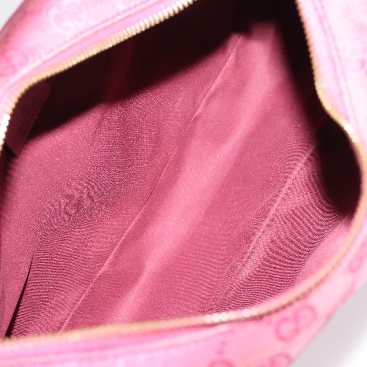 GUCCI GG Canvas Horsebit Shoulder Bag Pink Gold 115867 Auth BA15896V