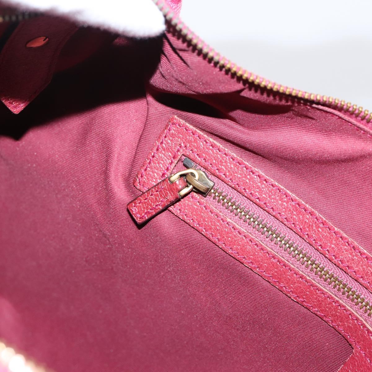 GUCCI GG Canvas Horsebit Shoulder Bag Pink Gold 115867 Auth BA15896V