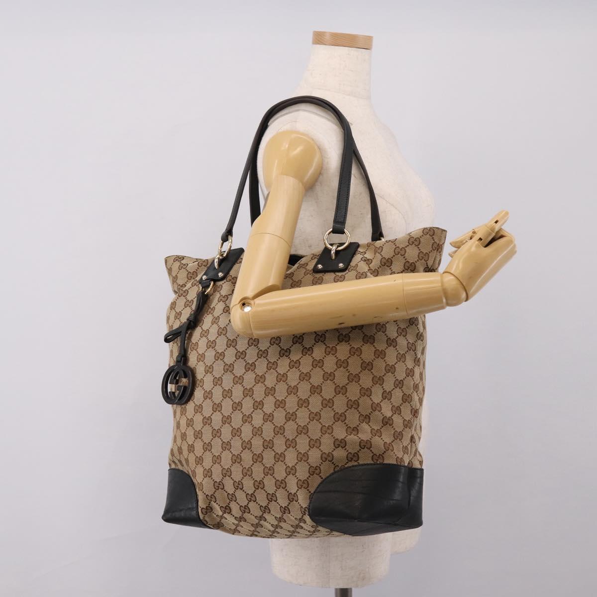 GUCCI GG Canvas Hand Bag 2way Gold Beige 247286 Auth BA15907V